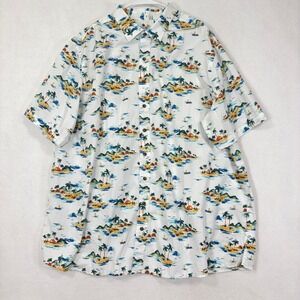 Oak Hill Button Down Mens 2XLT Hawaiian Relaxed Fit Tropical Print Coastal Retro